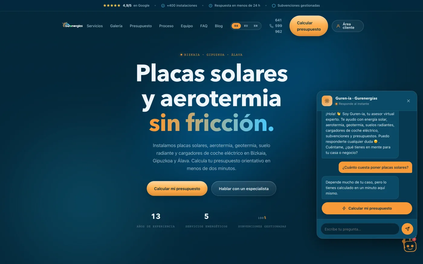 El agente Guren-ia abierto sobre la portada de Gurenergías, respondiendo a una consulta de precio