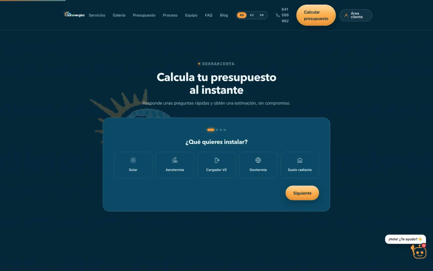 Calculadora de presupuesto de la web, primer paso, eligiendo qué instalar