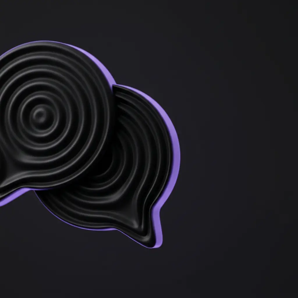 Representación abstracta de dos burbujas de conversación con ondas de voz
